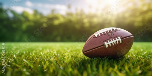American football ball on the lawn Generative AI