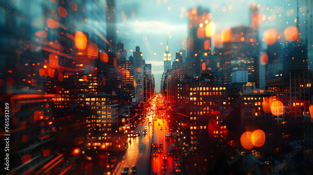 Fototapeta premium Twilight Glow Over Urban Thoroughfare