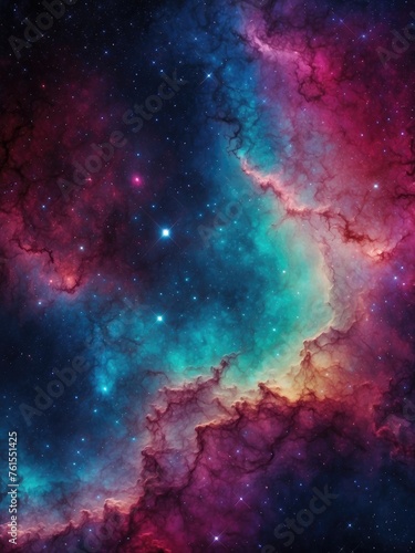 Nebula and stars in night sky web banner. Space background.