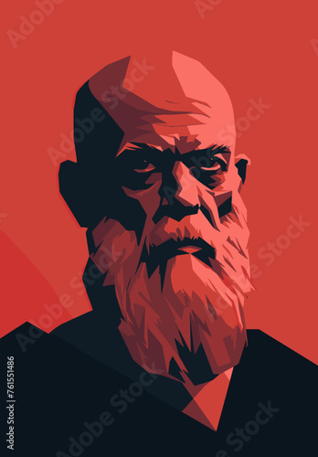 Abstract Illustration of an Elderly Bearded Man in Red - Ideal for Various Conceptual Themes