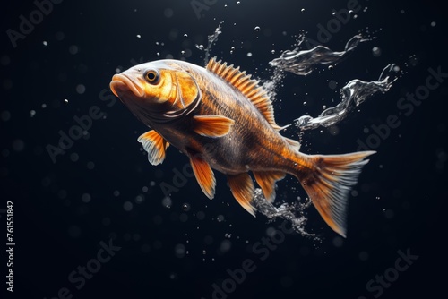 Goldfish splashing in the water Generative AI © València