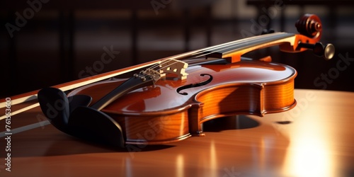 violin on a dark blurred background Generative AI