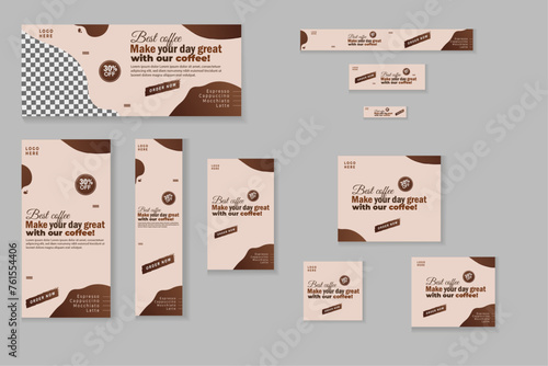 Modern web banner ad set template Premium vector.