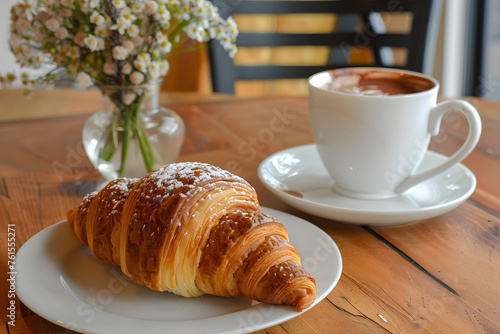 Croissant with hot chocolate