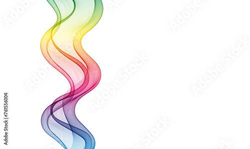 Vertical lines of transparent color wave on white background, rainbow wave, design element