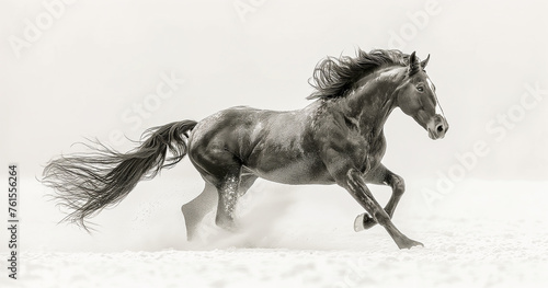 Graceful Gaits Illustrate the fluidity and rhythm of horse movement through series of images against a seamless white background. Image generated by AI © Chainat