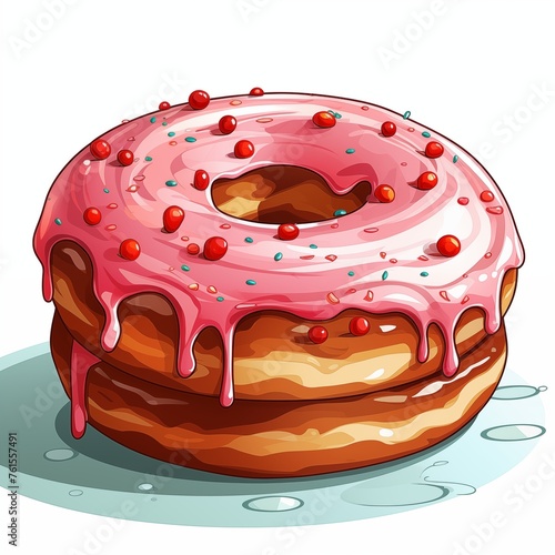 a drawing delectable pink glazed donut adorned with colorful sprinkles photo