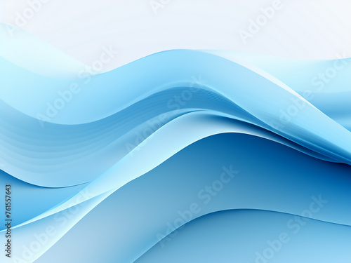 Geometric waves on a serene blue background. AI Generation.