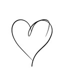 hand drawn doodle heart icon isolated on transparent background. 