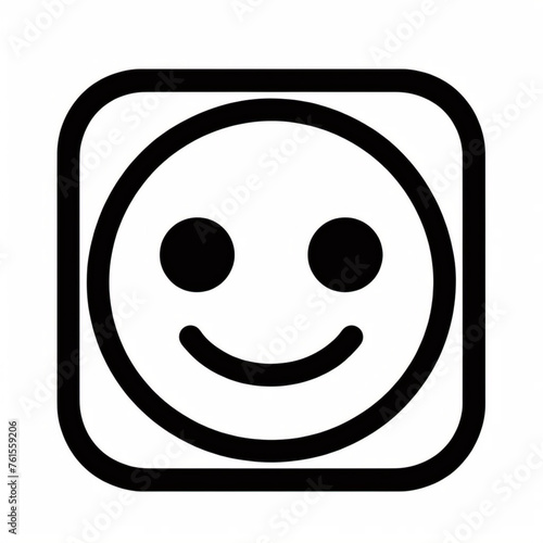 Icono negro de emoticono con cara muy feliz. photo
