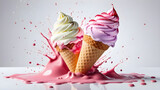 Irresistible Temptation: Velvety Strawberry Ice Cream Bursting with Flavor on Pure White Canvas