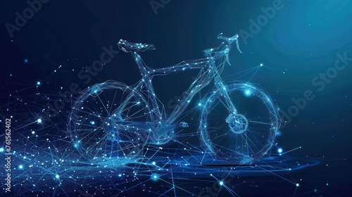 Futuristic modern technology bicycle wireframe abstract background. AI generated image photo