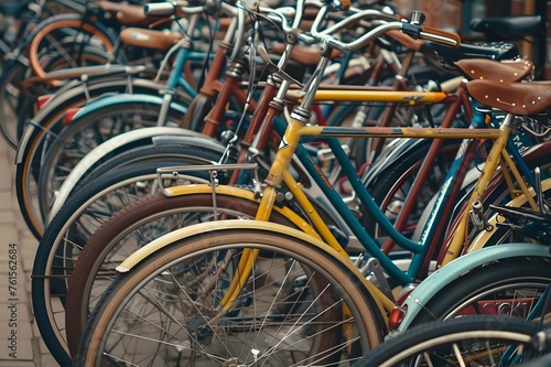 Vintage Bicycles: A nostalgic display of vintage bicycles arranged in an aesthetically pleasing composition.