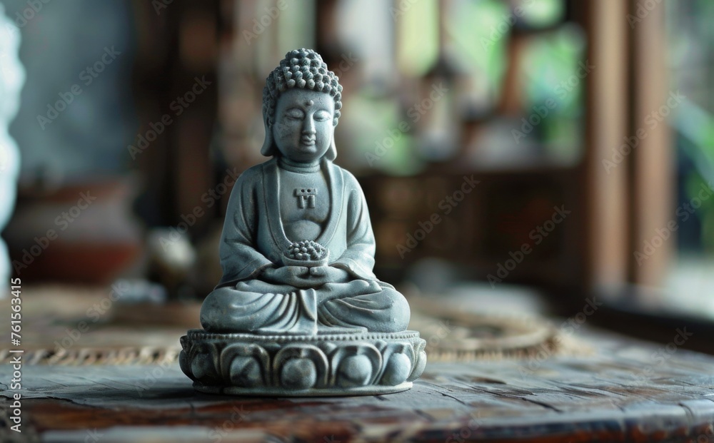 a place indoor for one little grey Budhha statue 