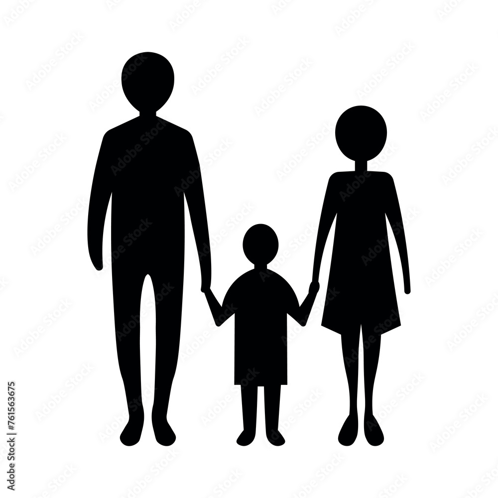 black vector family icon on white background
