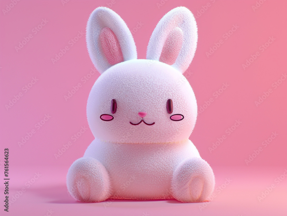 Cute kawaii squishy bunny plush toy on plain background with soft smooth lighting. Cute kawaii squishy bunny plush toy on plain background with soft smooth lighting.