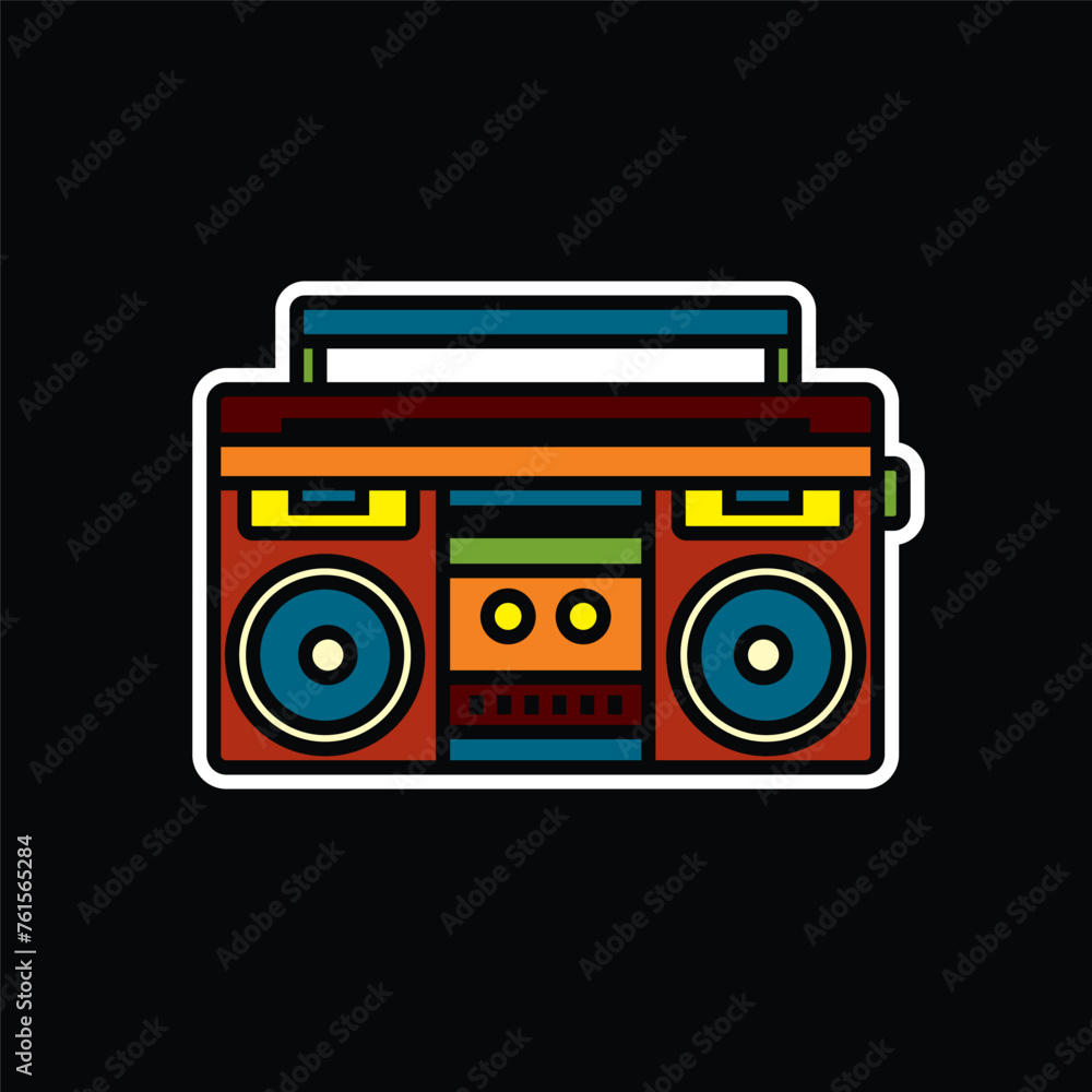 Original vector illustration. The outline icon of a portable stereo recorder. A boombox. A design element. Original vector illustration. The outline icon of a portable stereo recorder. A boombox. A design element.