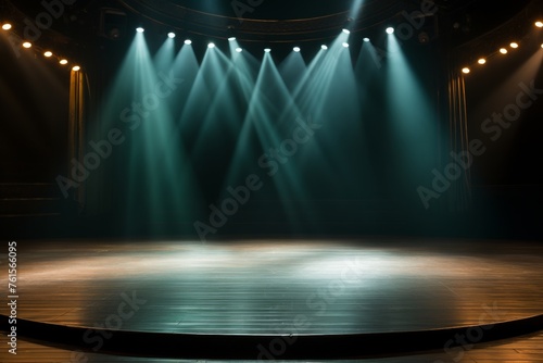 Modern dance stage lighting with blue and green illumination for entertainment show