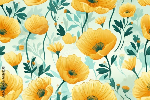 Yellow Flowers on Blue Background © Александр Паршин
