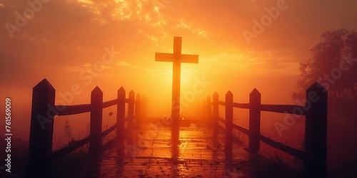 The Cross at the sunset background , Jesus Christ cross