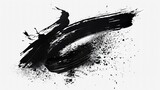 Abstract Black Splash, Paint Brush Strokes, Stain Grunge, White Background, Japanese Style