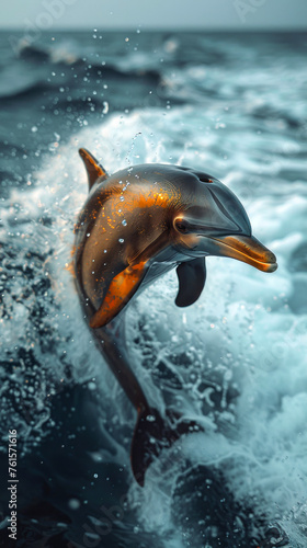 dolphin jumping out of water © marimalina