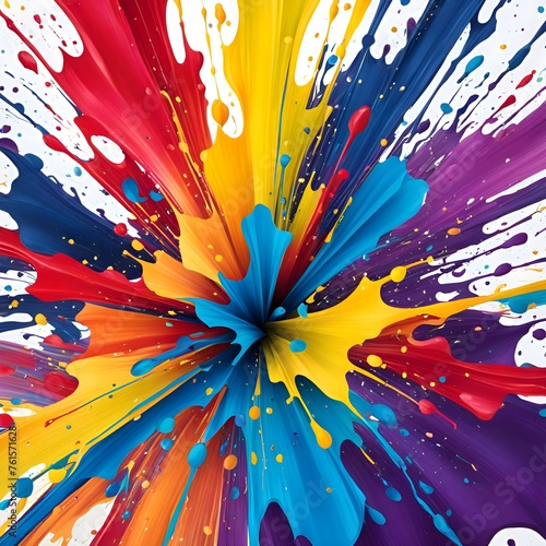 Splashes of paint paint a colorful background 