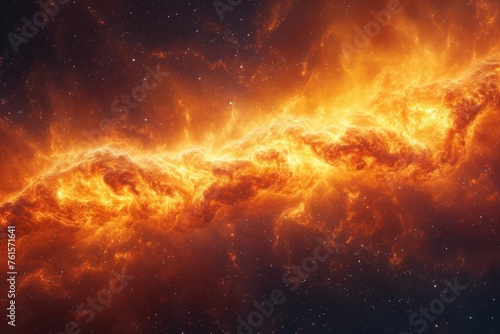 Intense Flames and Swirling Smoke Against a Dark Background Captured in High Definition © photolas