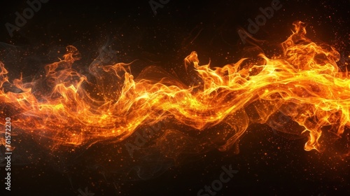 Intense Flames Rising Against a Dark Background, Capturing the Essence of Fire