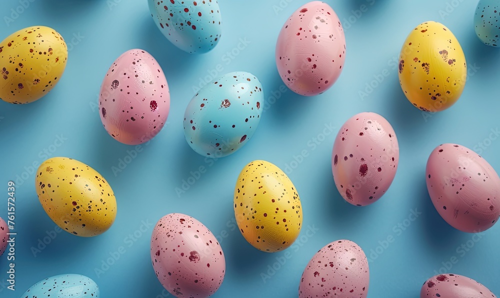 easter eggs on blue background easter eggs on blue background