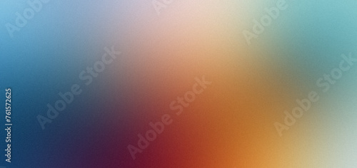 Grainy gradient background in blue, orange, yellow and turquoise for design, covers, advertising, templates, banners and posters
