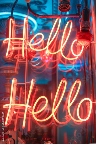 neon sign hello 