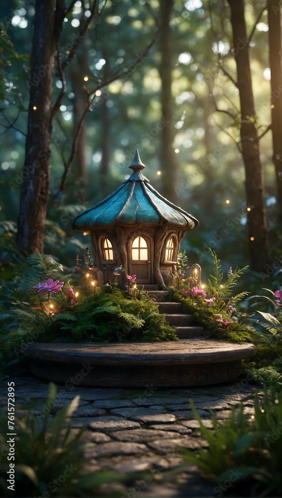 Enchanted Podium with a Fairy Forest for promote Cosmetic Concept Enchanted Podium with a Fairy Forest for promote Cosmetic Concept