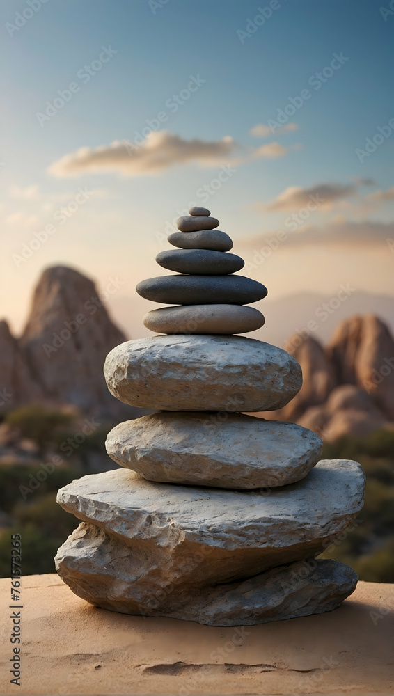 Harmonious Podium with a Zen Rock Formation for promote Cosmetic Concept Harmonious Podium with a Zen Rock Formation for promote Cosmetic Concept
