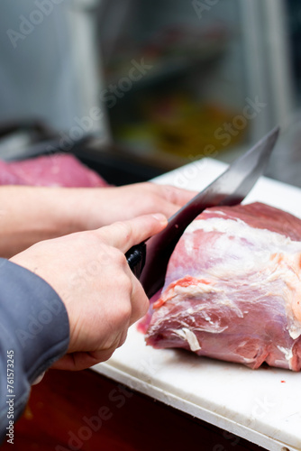 knife cutting meat, steak, Argentine meat, butcher, Milanese, escalope