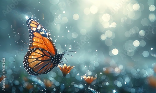 Flying butterfly deep condensation drop transformation scene dreamy © Olha