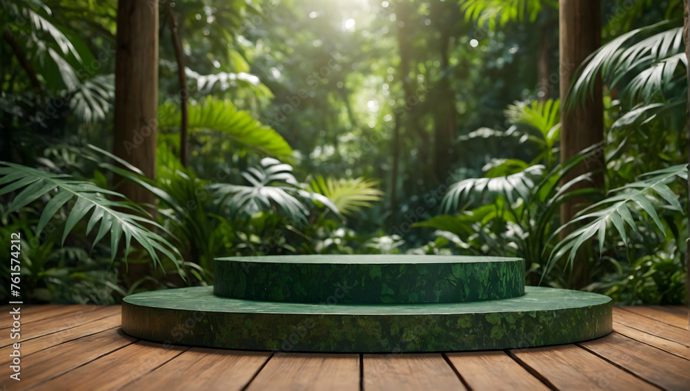 Verdant Podium with a Jungle Canopy for promote Cosmetic Concept Verdant Podium with a Jungle Canopy for promote Cosmetic Concept
