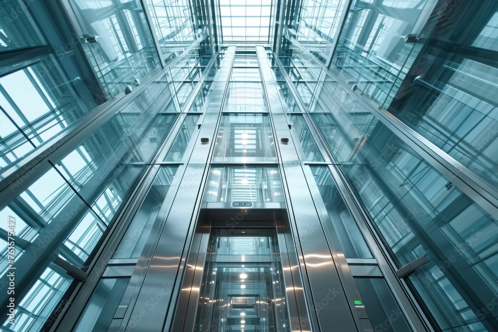 Modern Elevator Interior With Open Doors in a Contemporary Office Building Lobby Modern Elevator Interior With Open Doors in a Contemporary Office Building Lobby