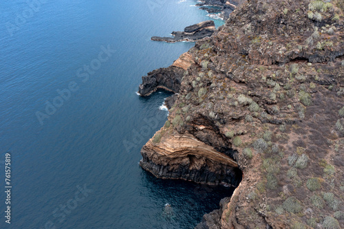 Aerial View of Tenerife’s Northern Coastline with Cliffs and Ocean