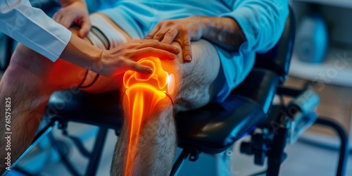 A man with a knee injury is being treated by a doctor