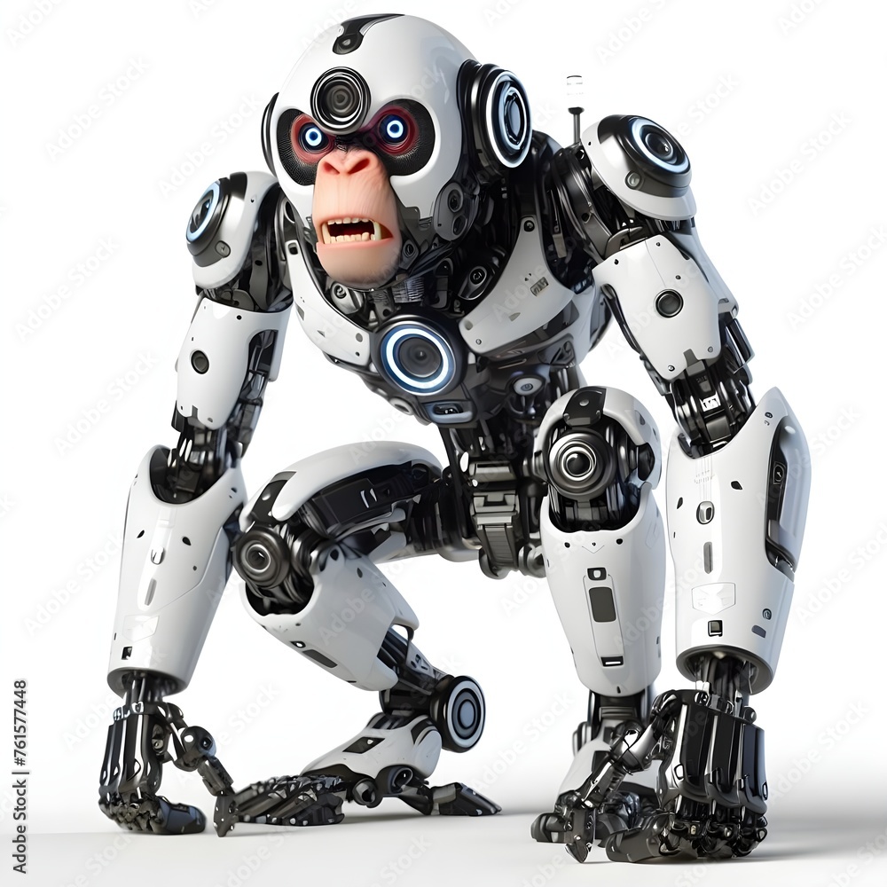 AI GENERATES 3D FUTURISTIC APE SIMPANSE MONKEY PRIMATES HUMANOID SMART ...