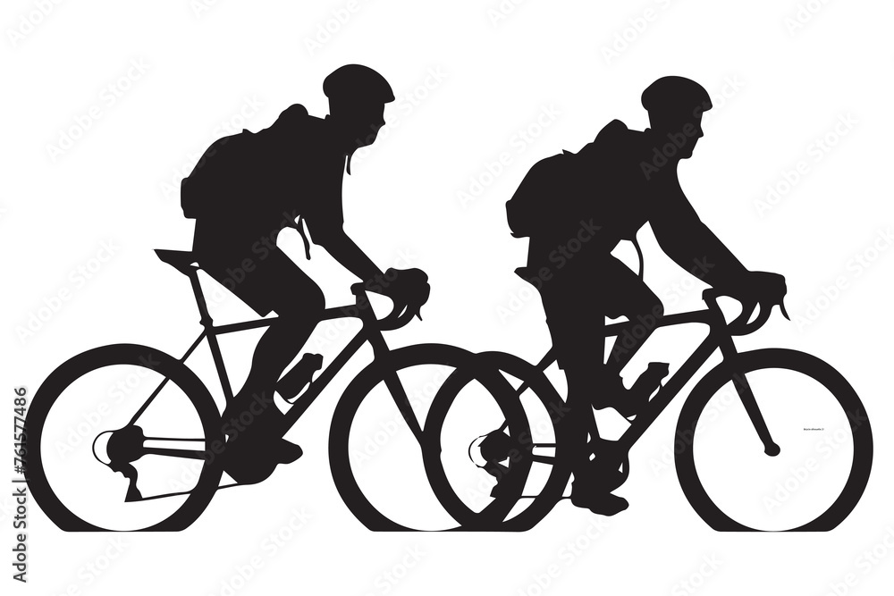 Obraz premium Bicyclists silhouettes collection Vector illustration
