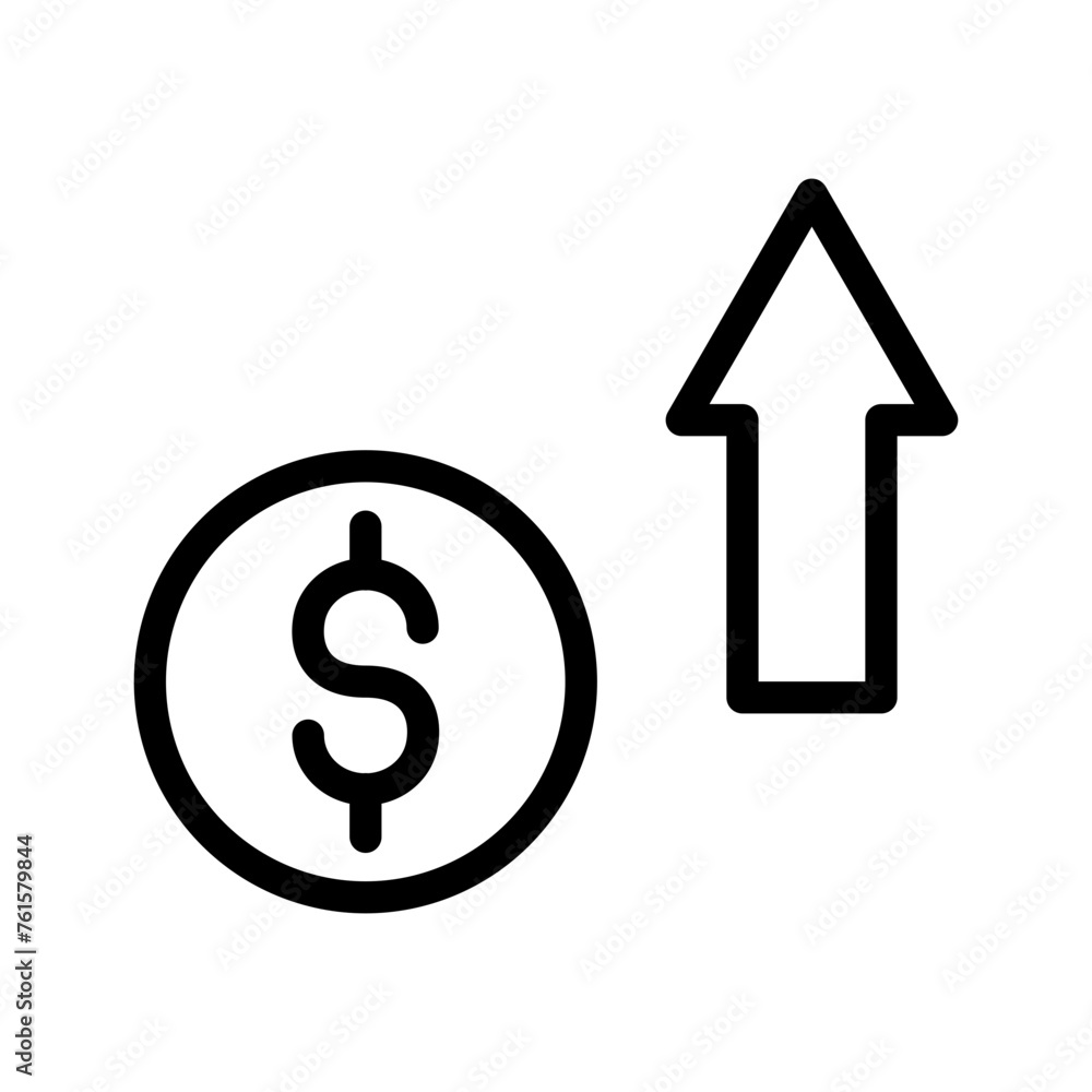 Obraz premium coin icon with an upward arrow