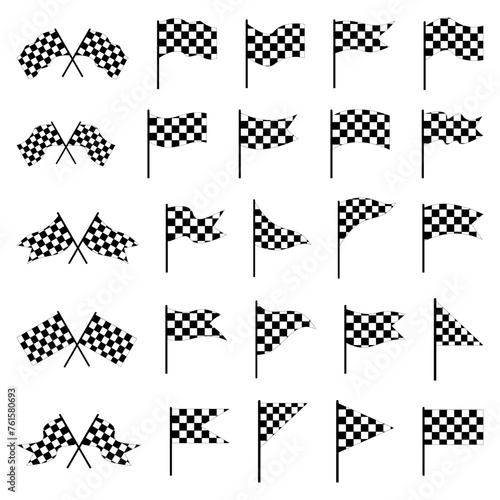 Set of Racing flag icon vector. racing flag icon. Checkered racing flag icon
