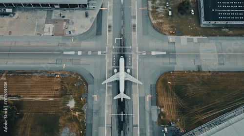 airplain in the runway of the white airport photo
