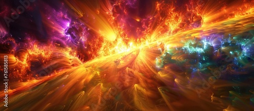 Abstract Solar Flare Eruption Radiating Warmth and Power in Cosmic Scene