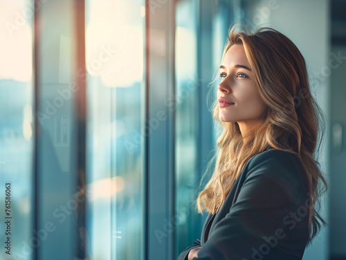beauty business woman looking through office window Free Download beauty business woman looking through office window - GFXLoad