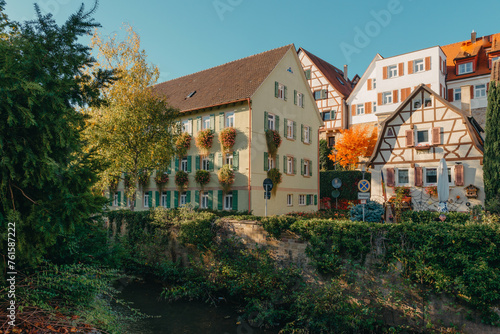 Old national German town house in Bietigheim-Bissingen, Baden-Wuerttemberg, Germany, Europe. Old Town is full of colorful and well preserved buildings.