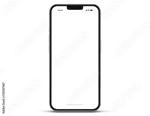 3D realistic high quality smartphone mockup with isolated background. Smart phone mockup collection. Device front view. 3D mobile phone with shadow on white background.
