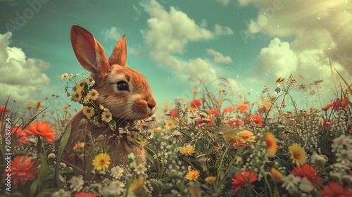 A curious bunny with a flow...